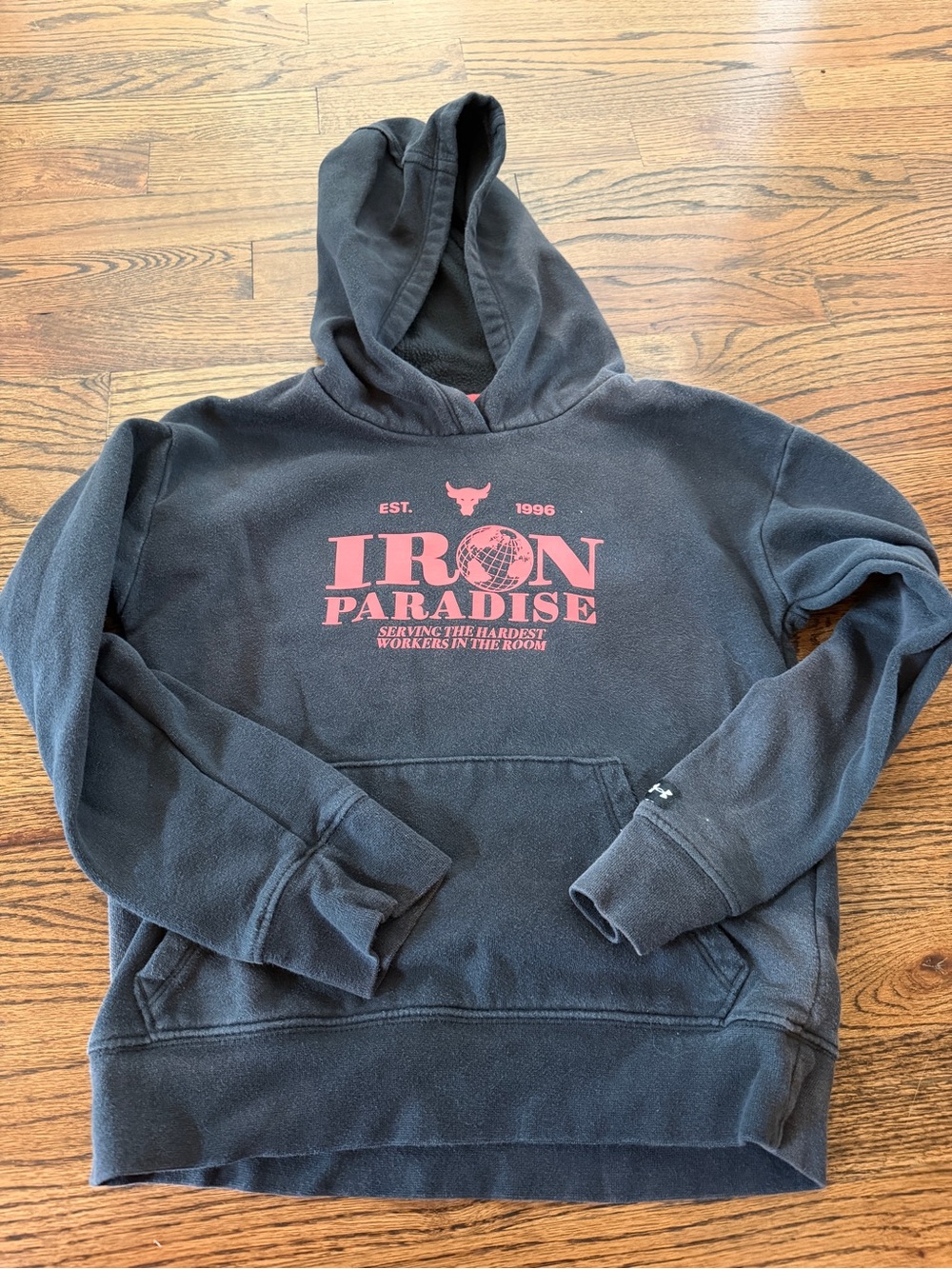 Under Armour Black Hoodie with Pink Iron Paradise Logo